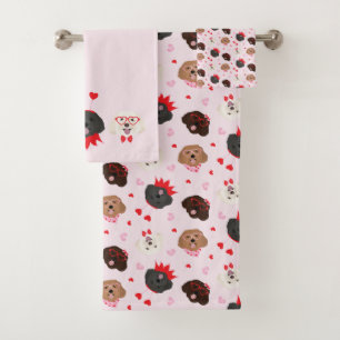 Happy Valentines Day Maltipoo Dogs Bath Towel Set