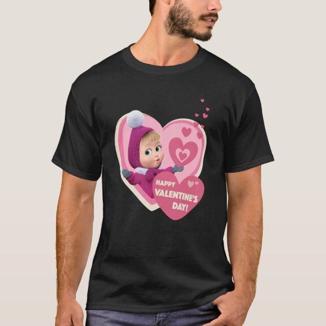 Happy Valentine's Day Masha and the Bear  1 T-Shirt (Front)