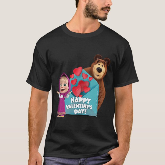 Happy Valentine's Day Masha and the Bear T-Shirt (Front)