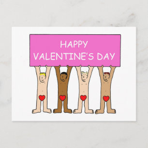 Happy Valentine's Day Men Wearing Hearts Postcard