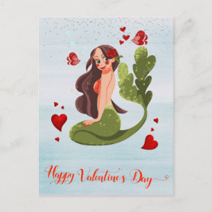 Happy Valentine's Day Mermaid Love Postcard
