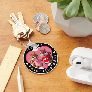 Happy Valentine's day metal Circle Keychain