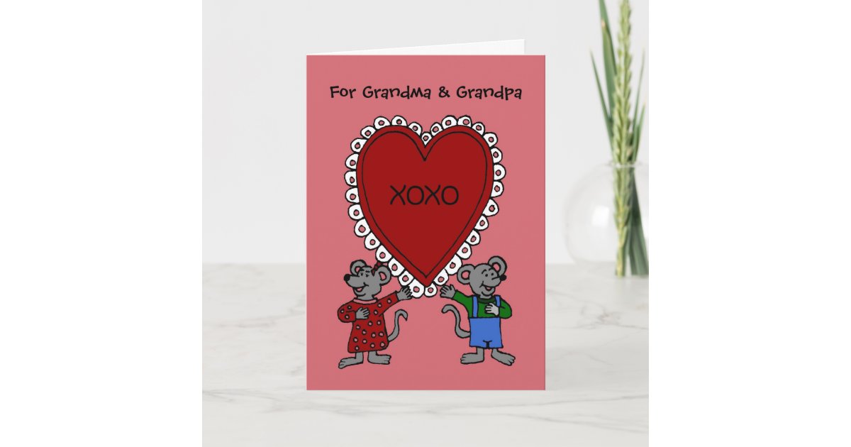 Happy Valentine's day mice for grandparents Holiday Card ...