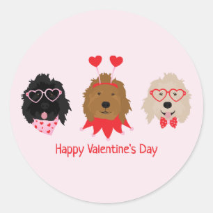Happy Valentines Day Mini Goldendoodle Dogs Classic Round Sticker