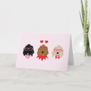 Happy Valentines Day Mini Goldendoodle Dogs Holiday Card