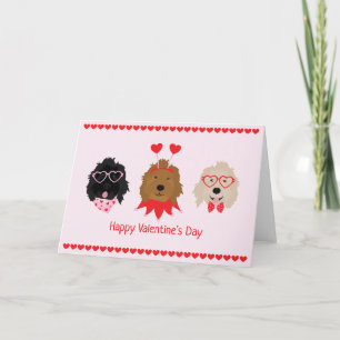 Happy Valentines Day Mini Goldendoodle Dogs Holiday Card