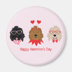 Happy Valentines Day Mini Goldendoodle Dogs Magnet