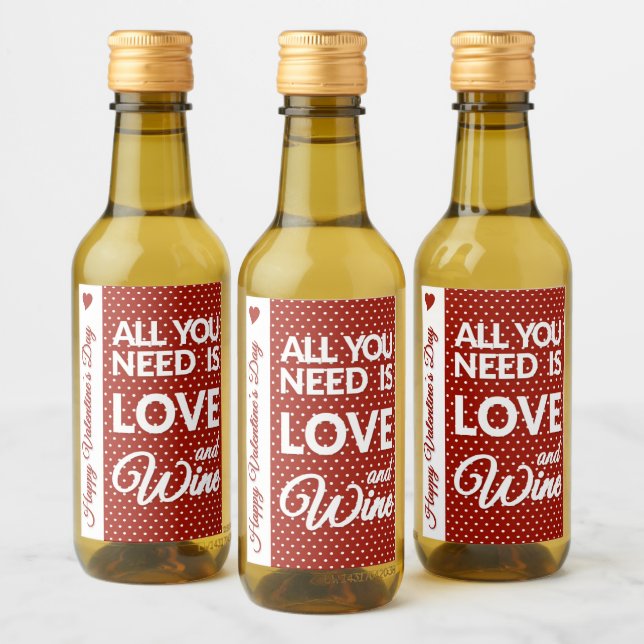 Happy Valentine's Day Mini Wine Label Set (Bottles)