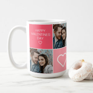 Happy Valentines Day Modern Four Photo Collage Sce Coffee Mug