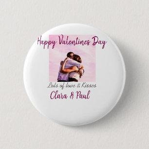 Happy Valentines day modern kisses love add name p 6 Cm Round Badge