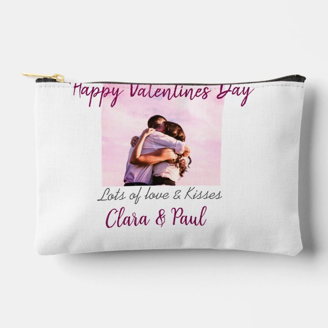 Happy Valentines day modern kisses love add name p Accessory Pouch (Front)