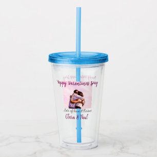 Happy Valentines day modern kisses love add name p Acrylic Tumbler
