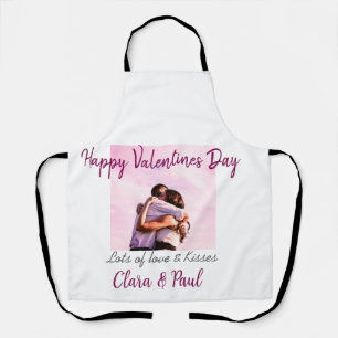 Happy Valentines day modern kisses love add name p Apron