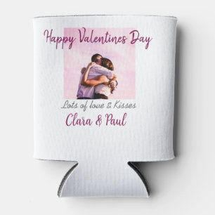 Happy Valentines day modern kisses love add name p Can Cooler