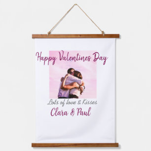 Happy Valentines day modern kisses love add name p Hanging Tapestry