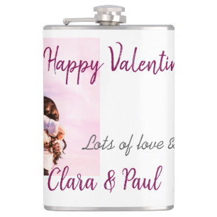 Happy Valentines day modern kisses love add name p Hip Flask