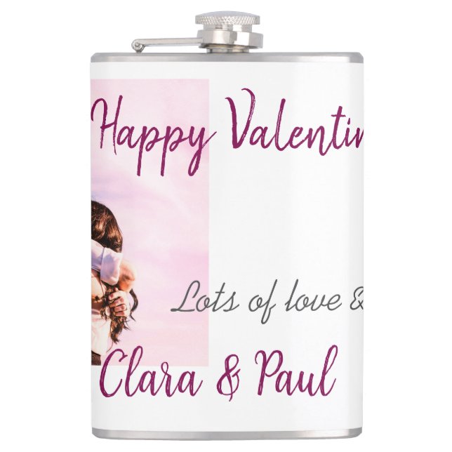 Happy Valentines day modern kisses love add name p Hip Flask (Front)