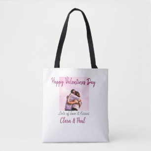 Happy Valentines day modern kisses love add name p Tote Bag