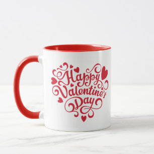 Happy Valentine's Day Modern Red Mug