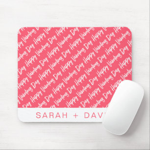 Happy Valentines Day Modern Script Pattern Mouse Mat