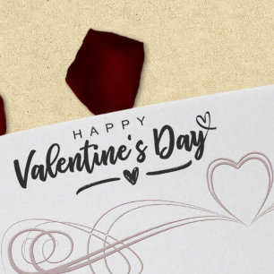 Happy Valentines Day Modern Script Scribbled Heart Self-inking Stamp