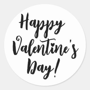 Happy Valentine's Day modern script typography Classic Round Sticker