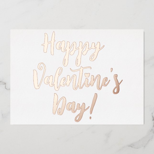 Happy Valentine's Day modern script typography Foil Holiday Card (Front)