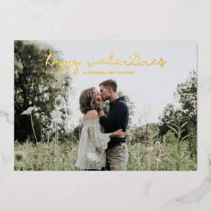 Happy Valentine's Day. Modern simple gold photo Foil Holiday Card