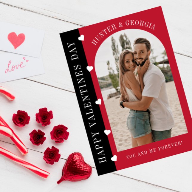 Happy Valentines day modern simple romantic photo Holiday Card (Creator Uploaded)