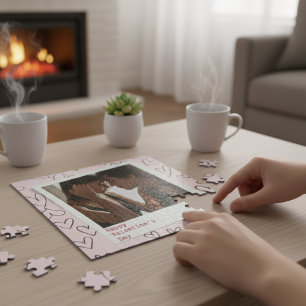 Happy Valentines Day Modern Stylish Romantic Photo Jigsaw Puzzle