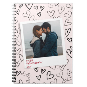 Happy Valentines Day Modern Stylish Romantic Photo Notebook