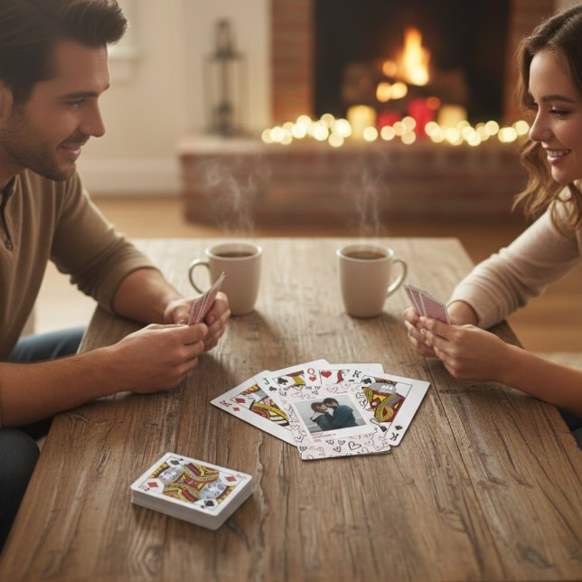 Happy Valentines Day Modern Stylish Romantic Photo Playing Cards (Creator Uploaded)