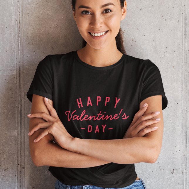 Happy Valentine's Day | Modern Trendy Stylish Red T-Shirt (Creator Uploaded)