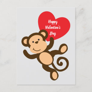 Happy Valentine's day monkey postcard