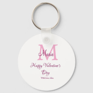 Happy valentine's day monogram pink name love girl key ring