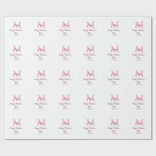 Happy valentine's day monogram pink name love girl wrapping paper