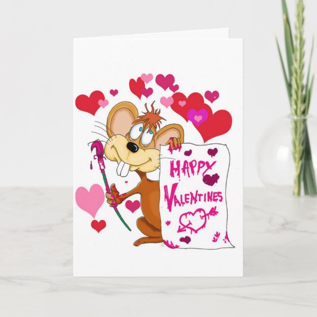 Happy Valentine's Day Mouse Holiday Card (Front)