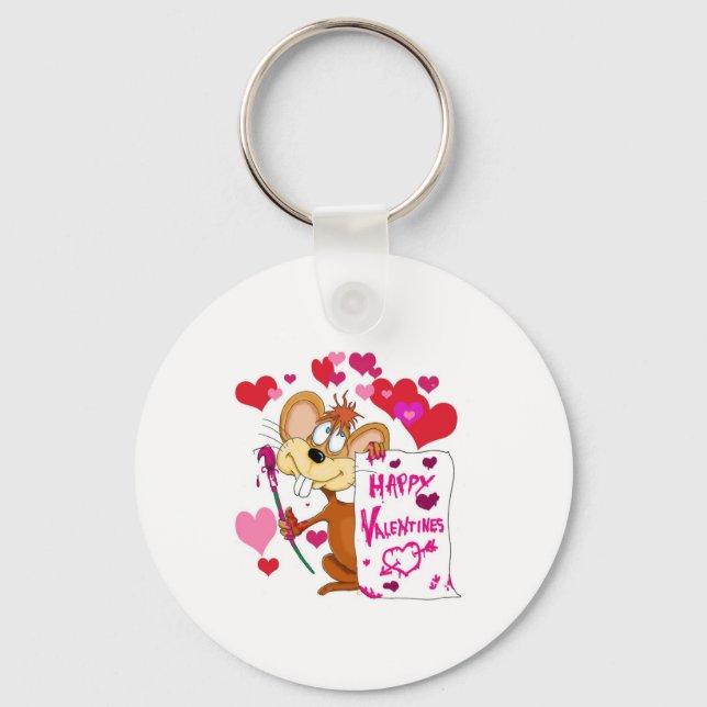 Happy Valentines Day mouse Key Ring (Front)