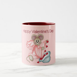 Happy Valentine's Day Mouse with Hearts Mug
