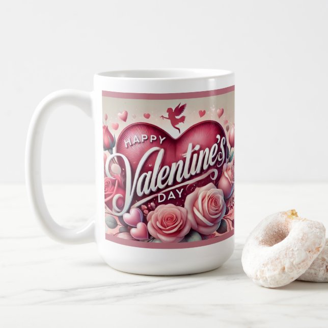 Happy Valentine's Day Mug! Coffee Mug (With Donut)