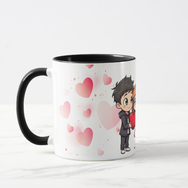 "Happy Valentine's Day Mug - Love, Hearts, and Hug (Left)