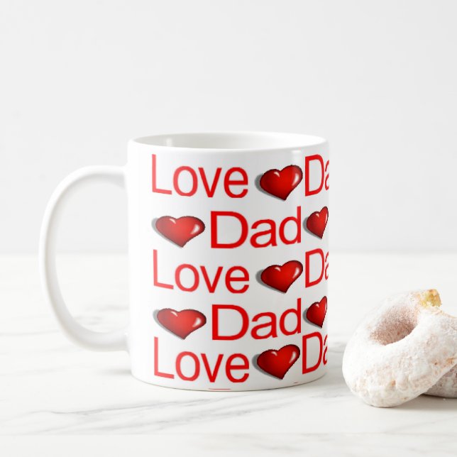 Happy Valentine's Day Mugs Love Dad Red Hearts (With Donut)