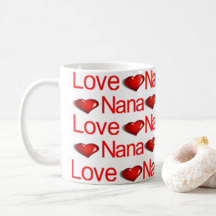 Happy Valentine's Day Mugs Love Nana Red Hearts