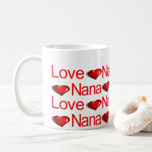 Happy Valentine's Day Mugs Love Nana Red Hearts