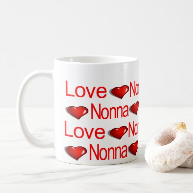 Happy Valentine's Day Mugs Love Nona Red Hearts (With Donut)