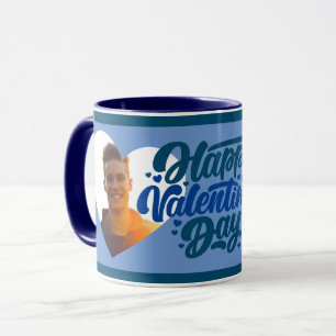 Happy Valentine's Day Multi Photo BLUE Mug