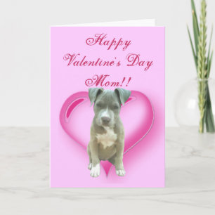 Happy Valentine's Day Mum Pitbull Puppy card