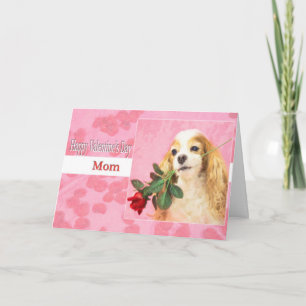 Happy Valentine's Day Mum With Dog And Rose Holiday Card