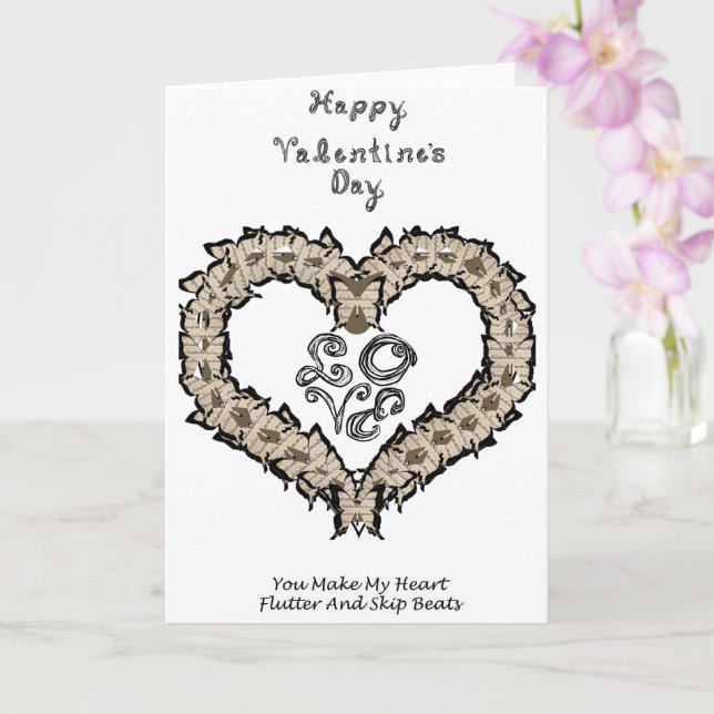 Happy Valentine's Day Musical Butterflies Heart Card (Orchid)