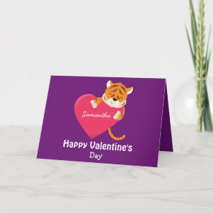 Happy Valentine's Day My Daughter Tiger theme Card